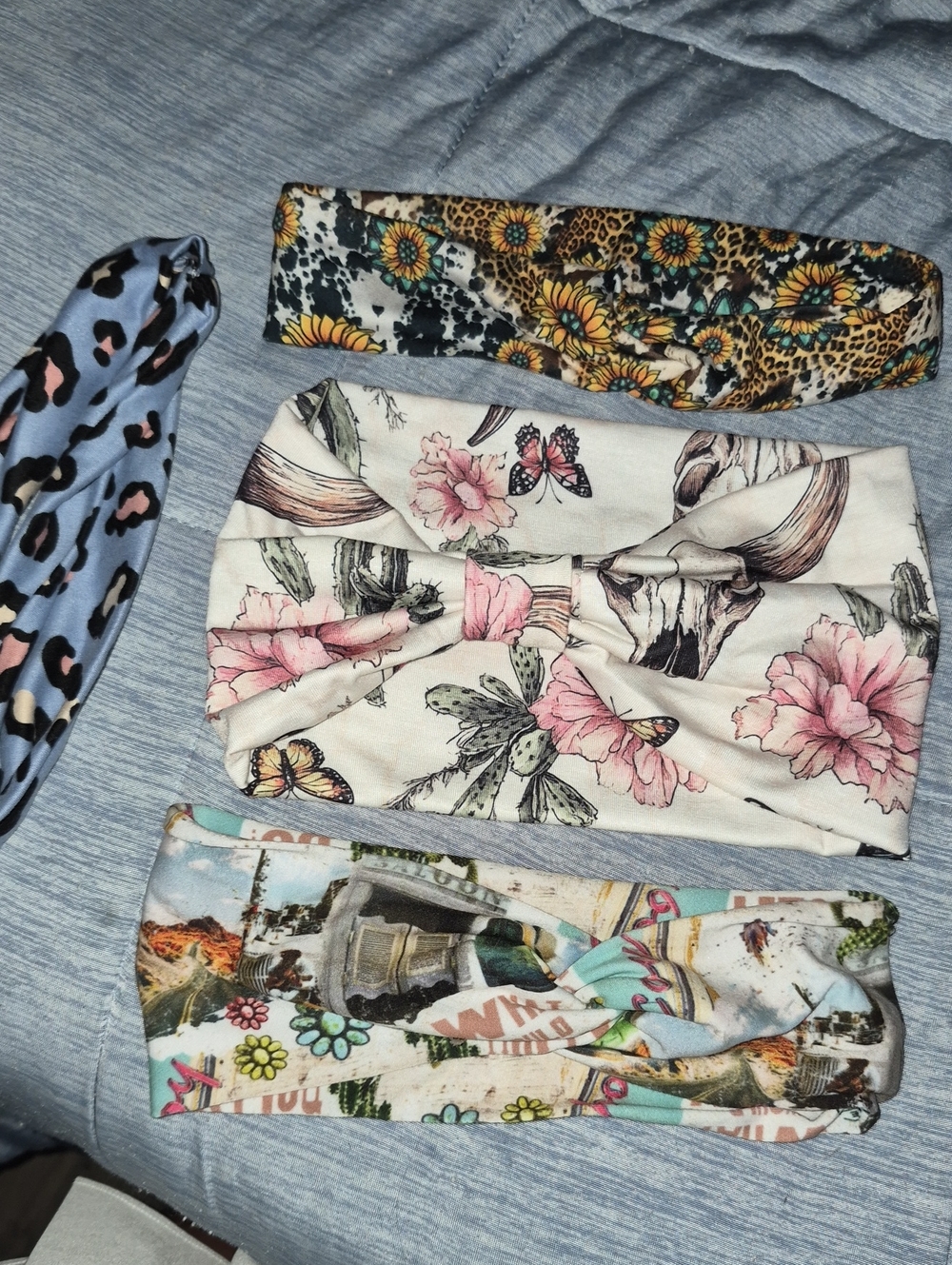 Womens Floral & Animal Print Turban Headbands - Pink, Blue, Yellow